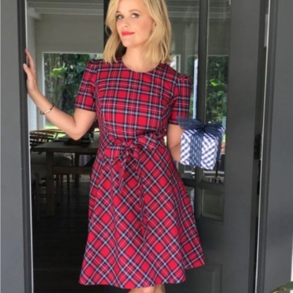 Draper James Red Plaid Midi Dress